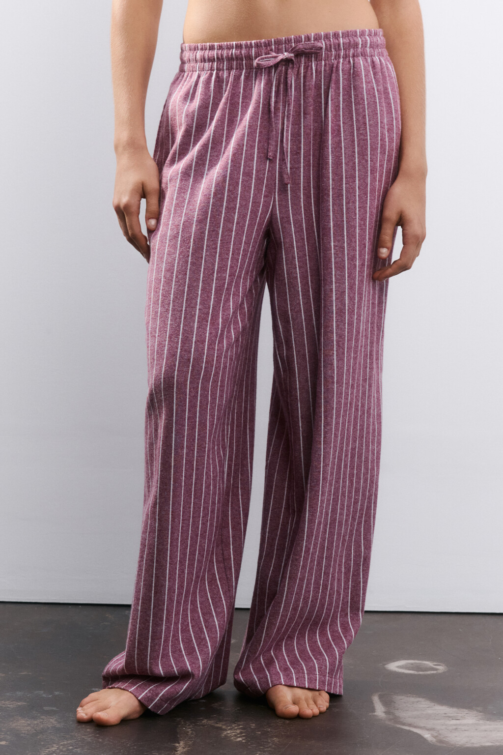 Брюки домашние из хлопка - цвет бордовый - 2