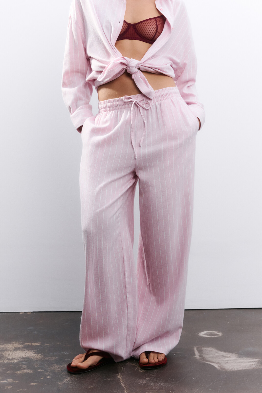 Брюки домашние из хлопка - цвет розовый - 1