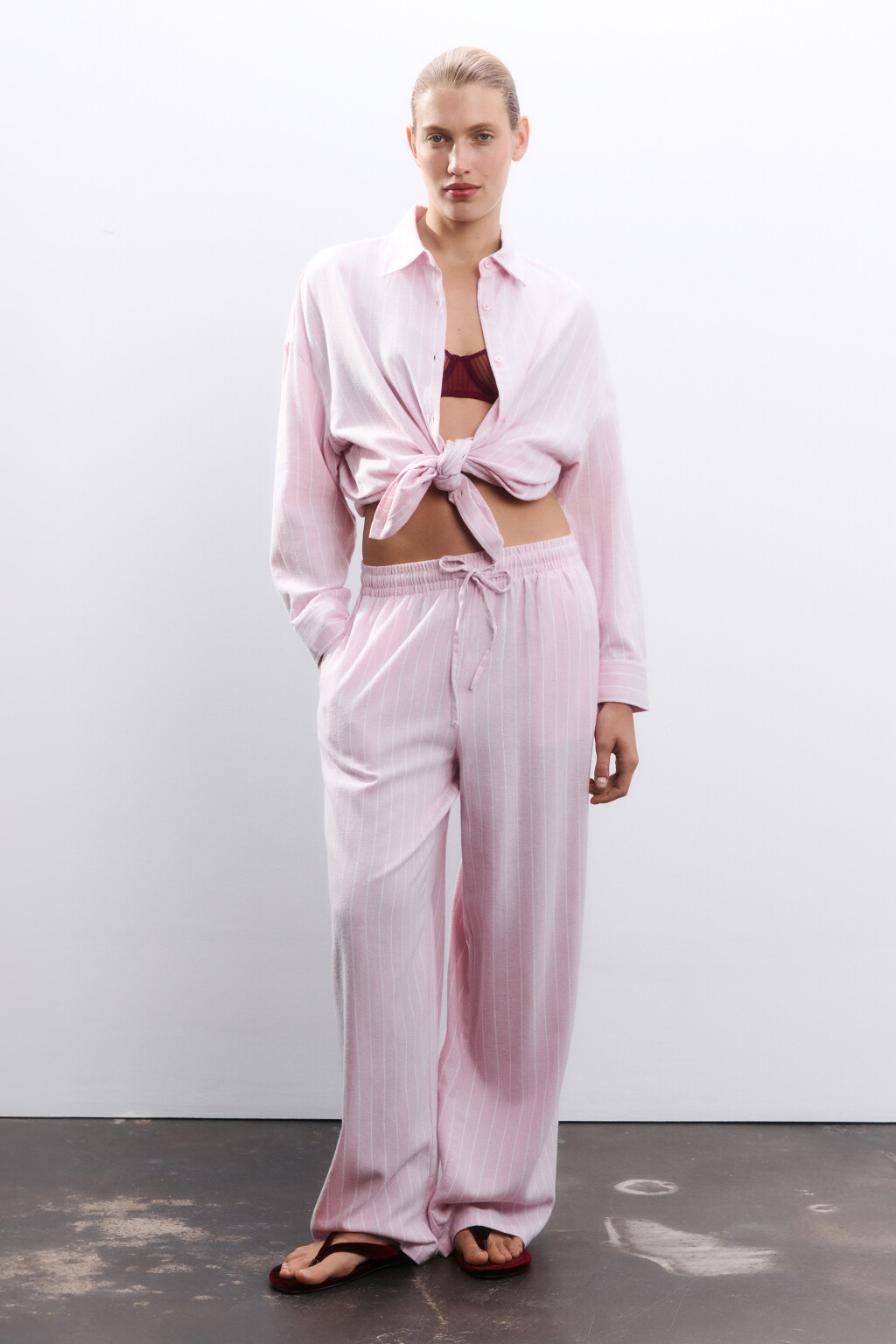 Брюки домашние из хлопка - цвет розовый - 4