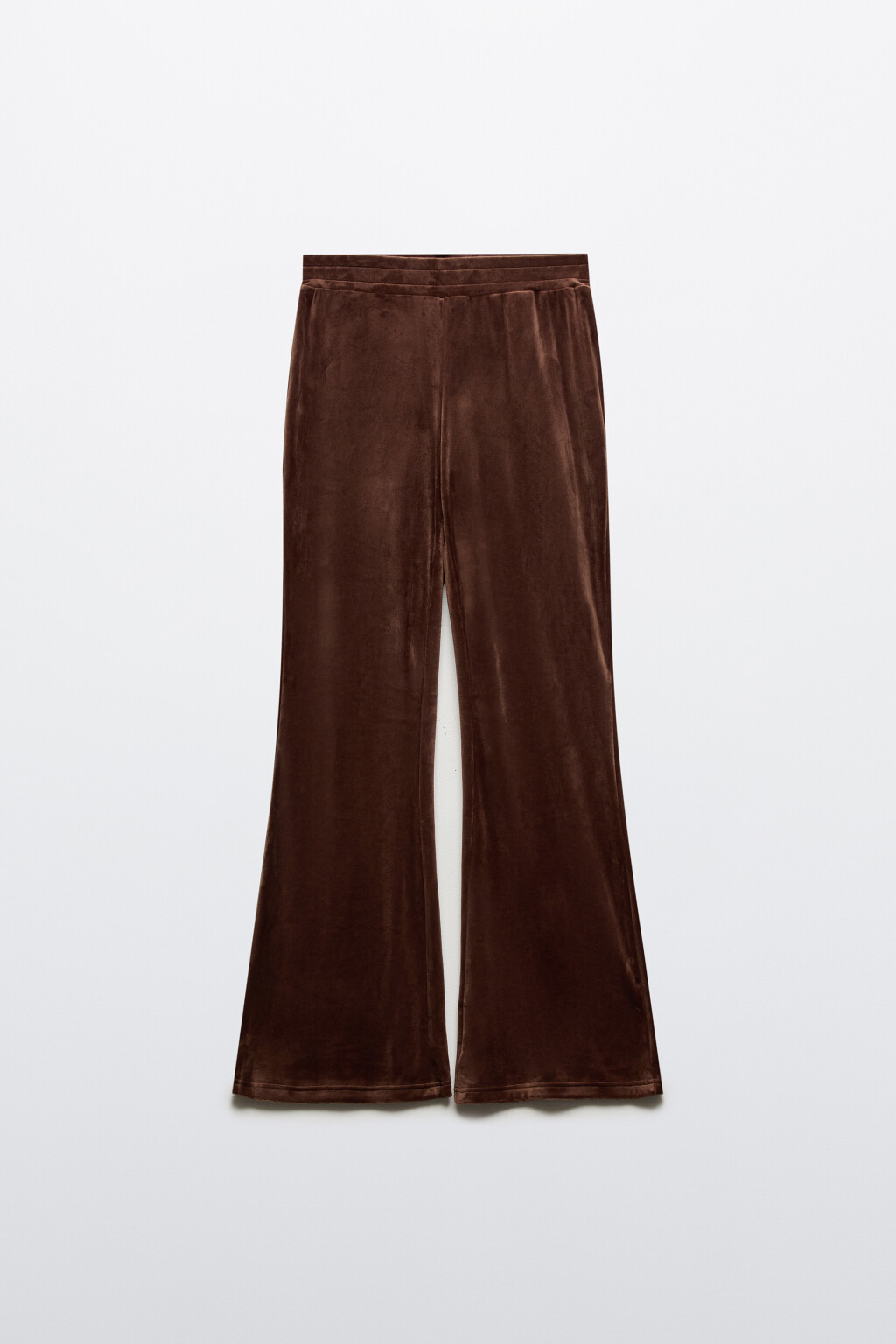 Брюки клеш домашние из велюра - цвет коричневый - 8