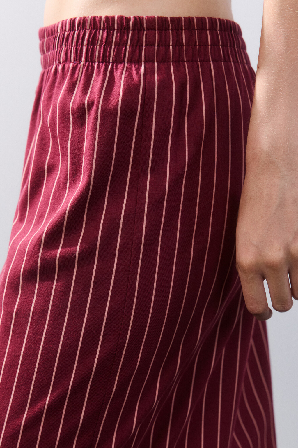 Брюки домашние из хлопкового трикотажа - цвет бордовый - 6