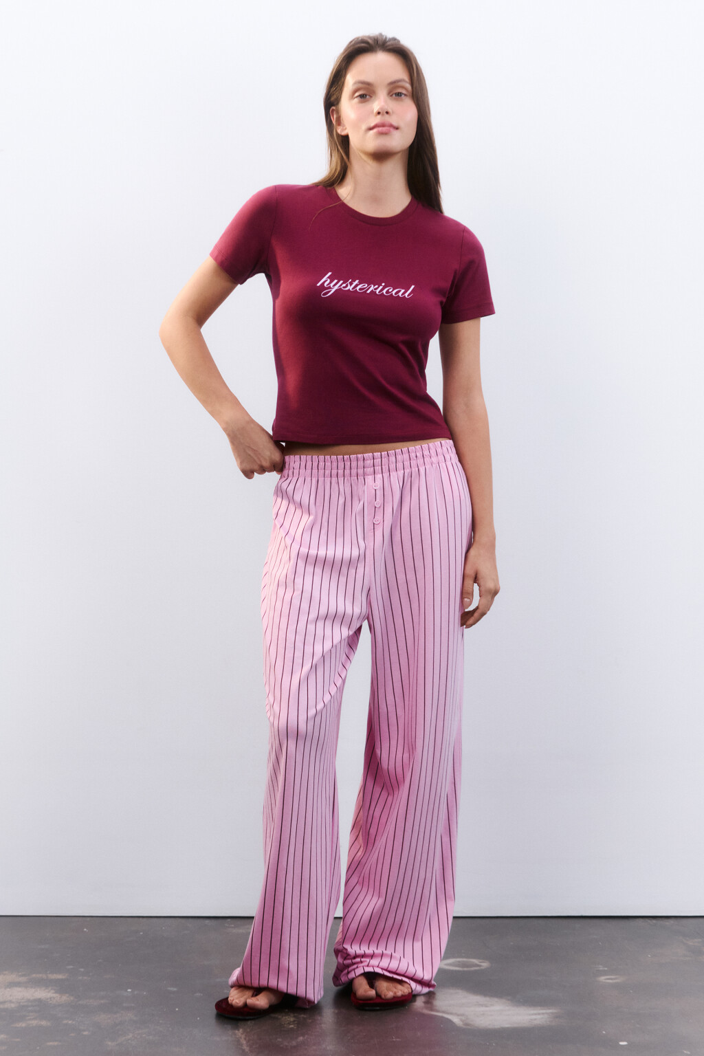 Брюки домашние из хлопкового трикотажа - цвет розовый - 4