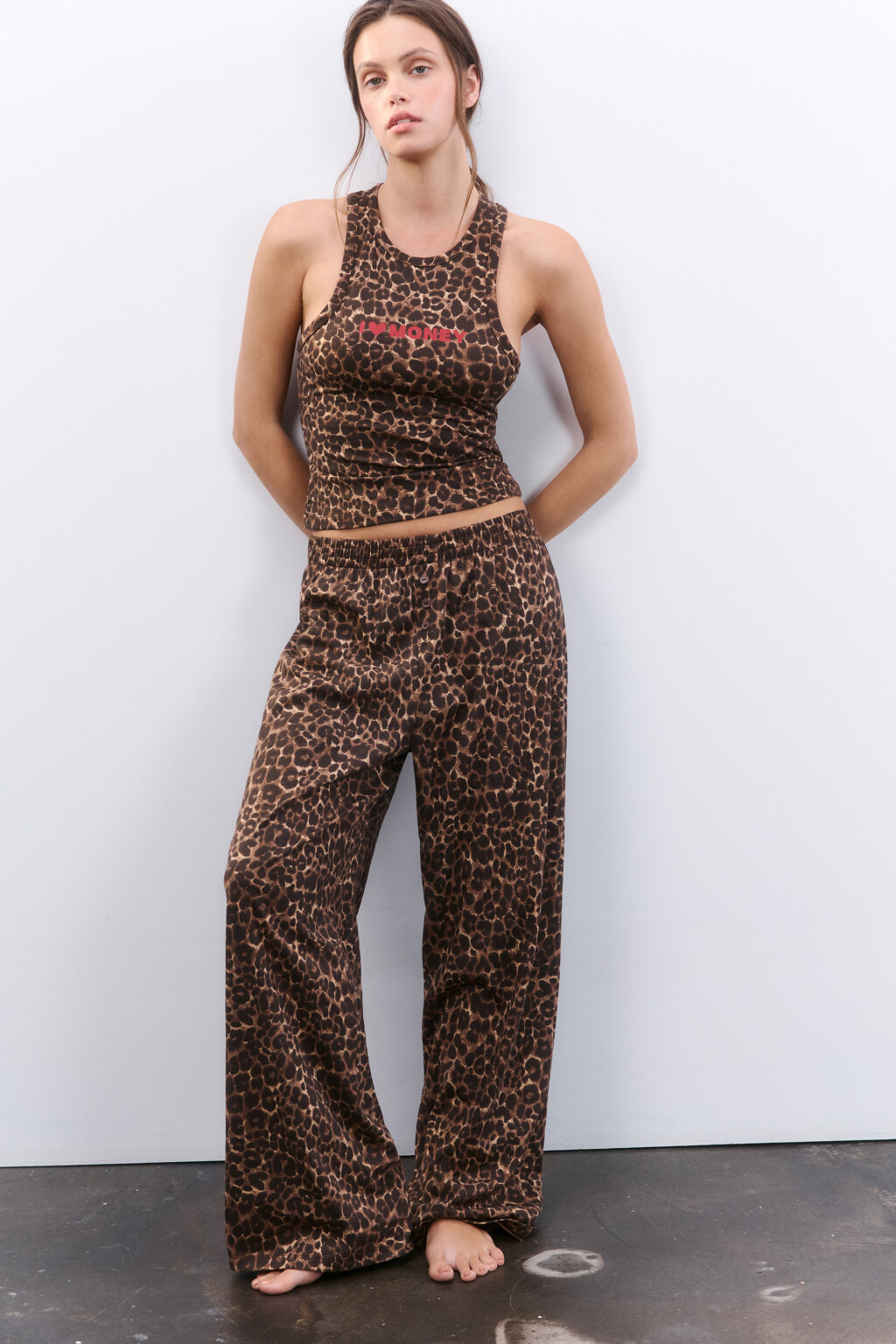 Брюки домашние из хлопкового трикотажа - цвет мультиколор - 1