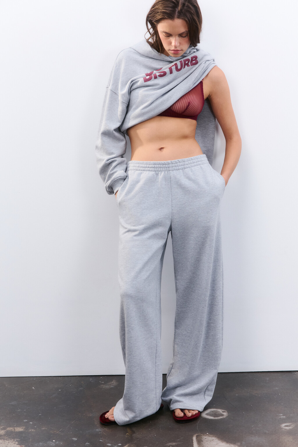 Брюки домашние из футера - цвет серый - 1