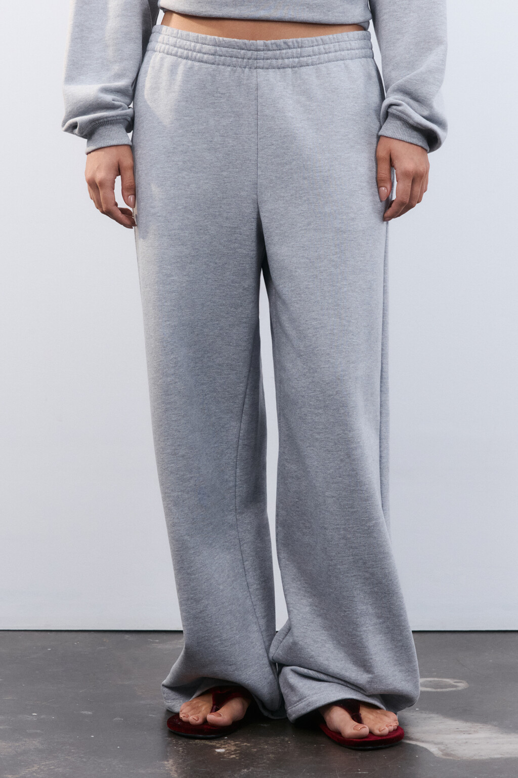 Брюки домашние из футера - цвет серый - 2