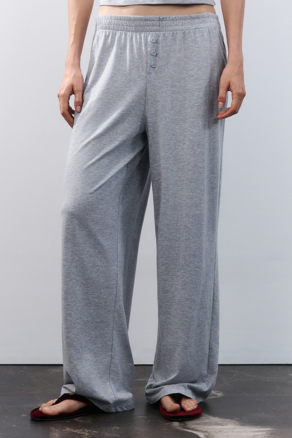 Брюки домашние из хлопкового трикотажа - цвет серый - 2