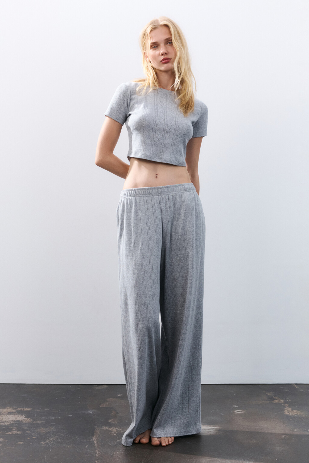 Брюки домашние из хлопка - цвет серый - 4