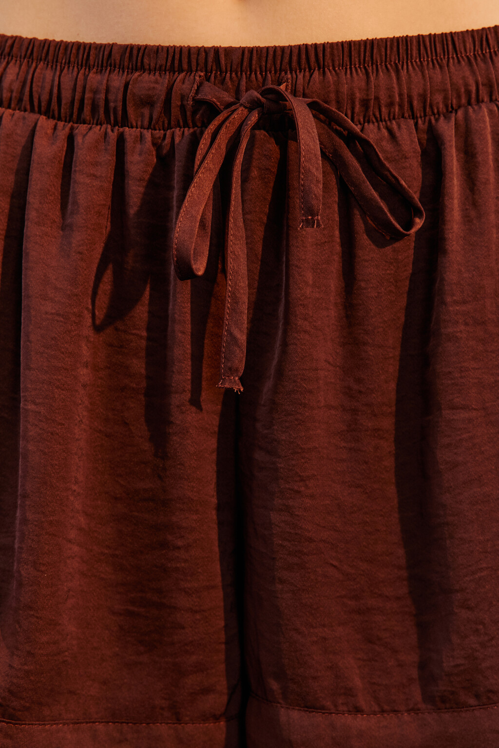 Шорты домашние атласные - цвет коричневый - 5