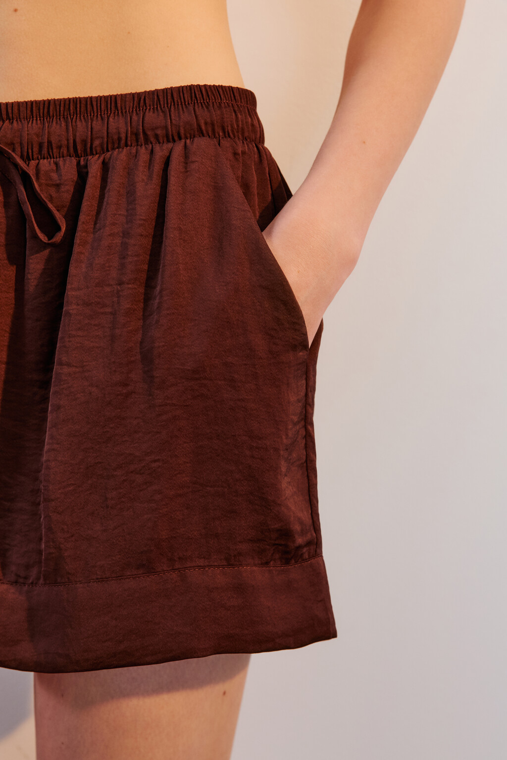 Шорты домашние атласные - цвет коричневый - 6