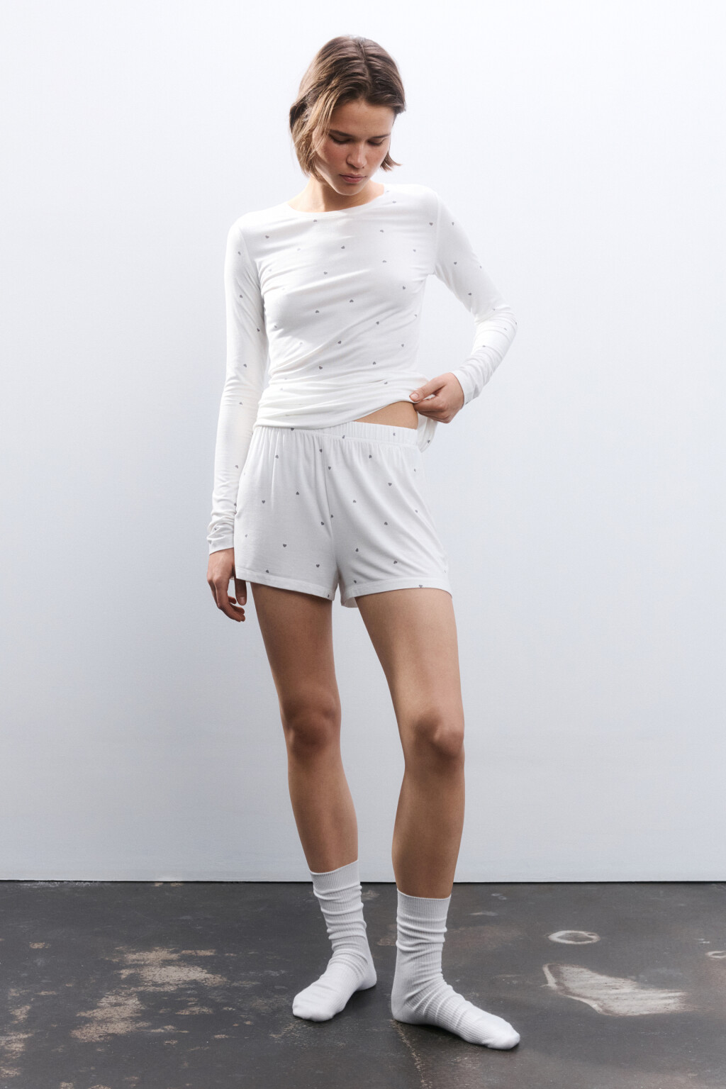 Шорты домашние из вискозы - цвет серый - 4