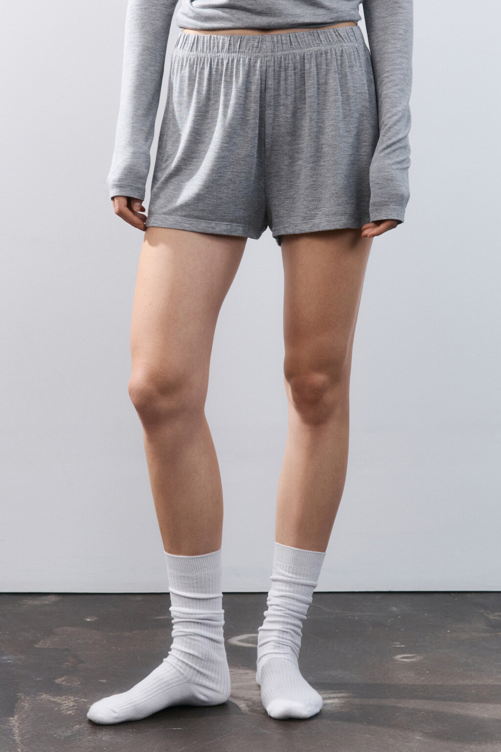 Шорты домашние из вискозы - цвет серый - 3