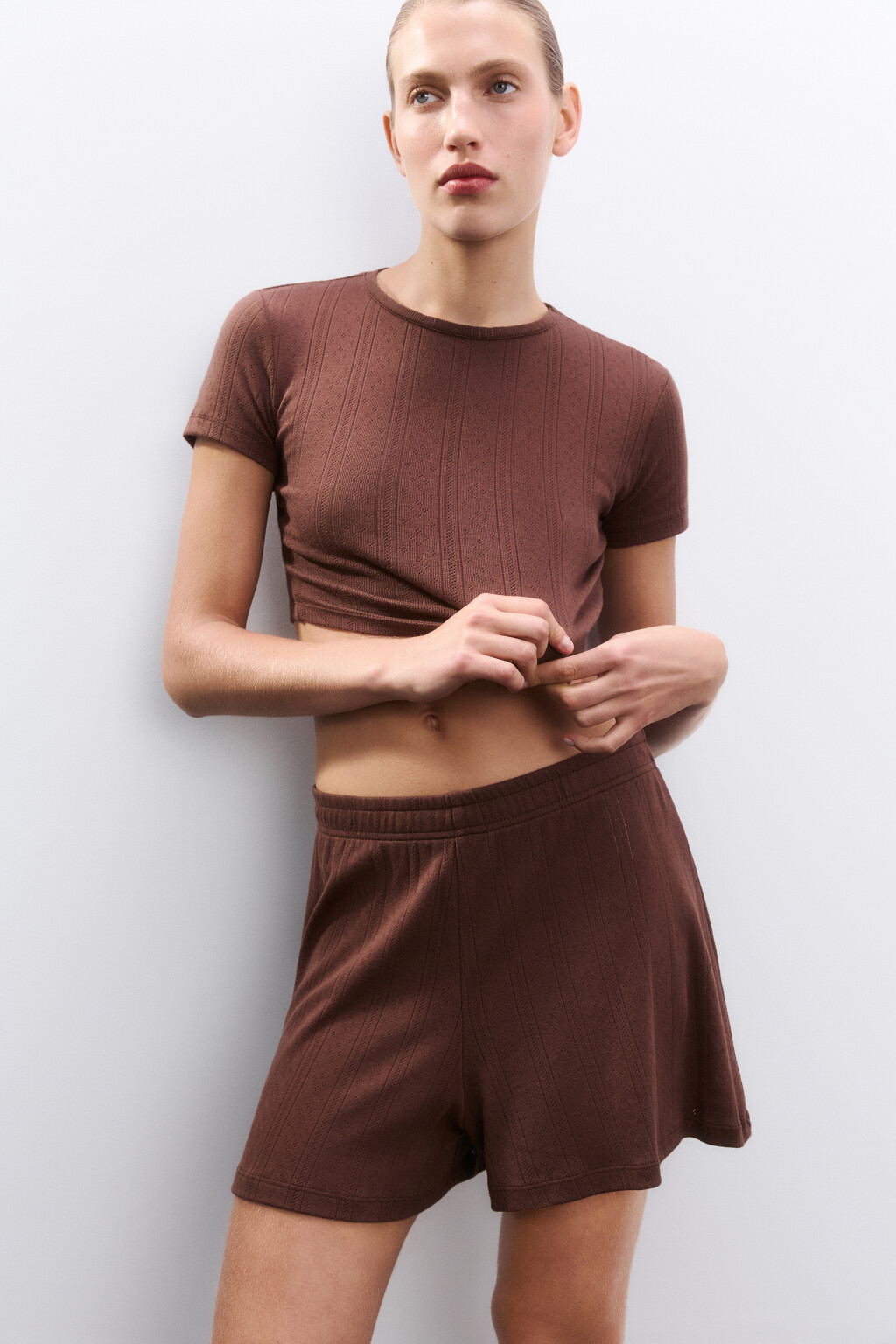 Шорты домашние из хлопка - цвет коричневый - 1