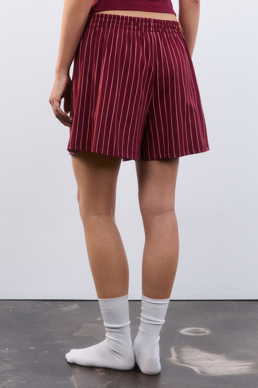 Шорты домашние из хлопкового трикотажа - цвет бордовый - 3