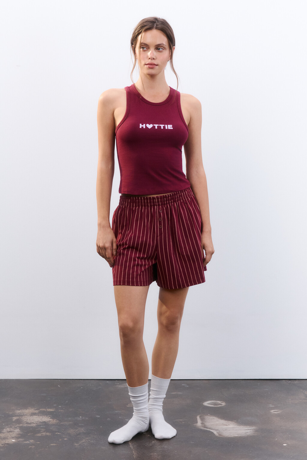 Шорты домашние из хлопкового трикотажа - цвет бордовый - 4