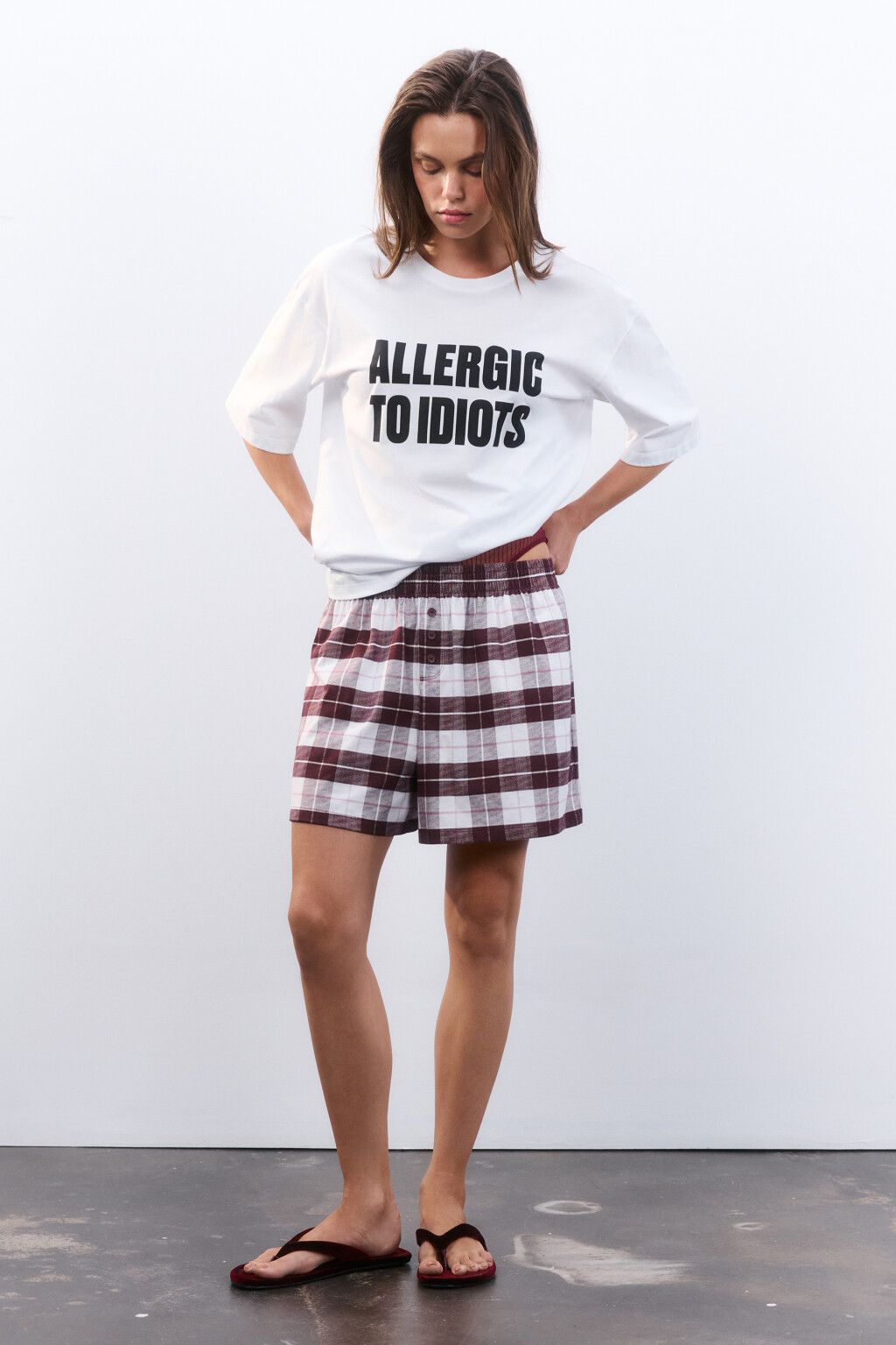 Шорты домашние из хлопкового трикотажа - цвет красный - 4