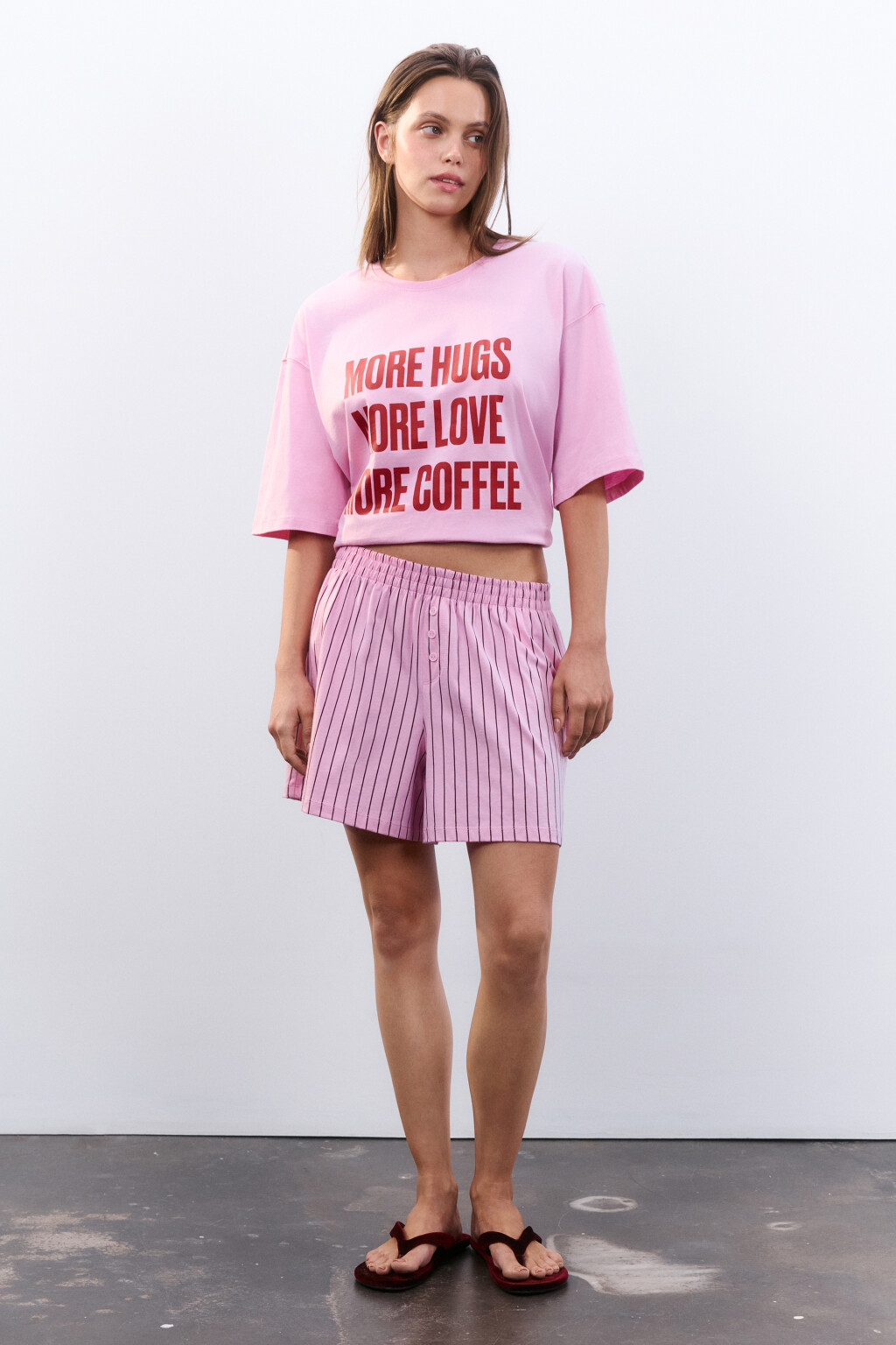 Шорты домашние из хлопкового трикотажа - цвет розовый - 4