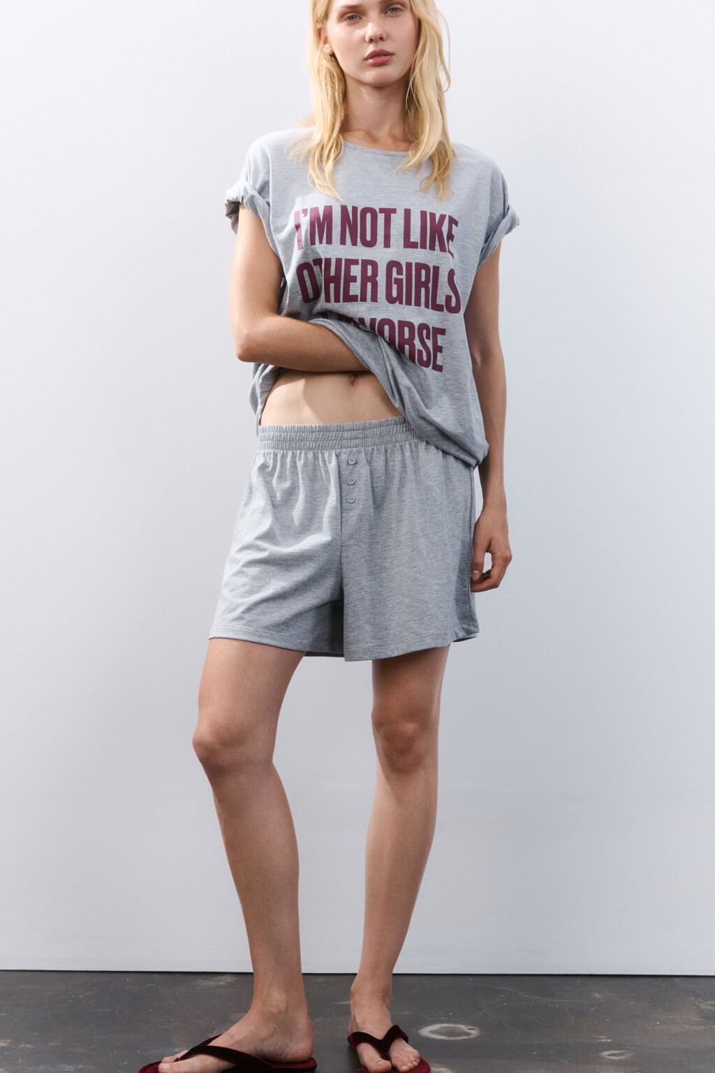 Шорты домашние из хлопкового трикотажа - цвет серый - 1