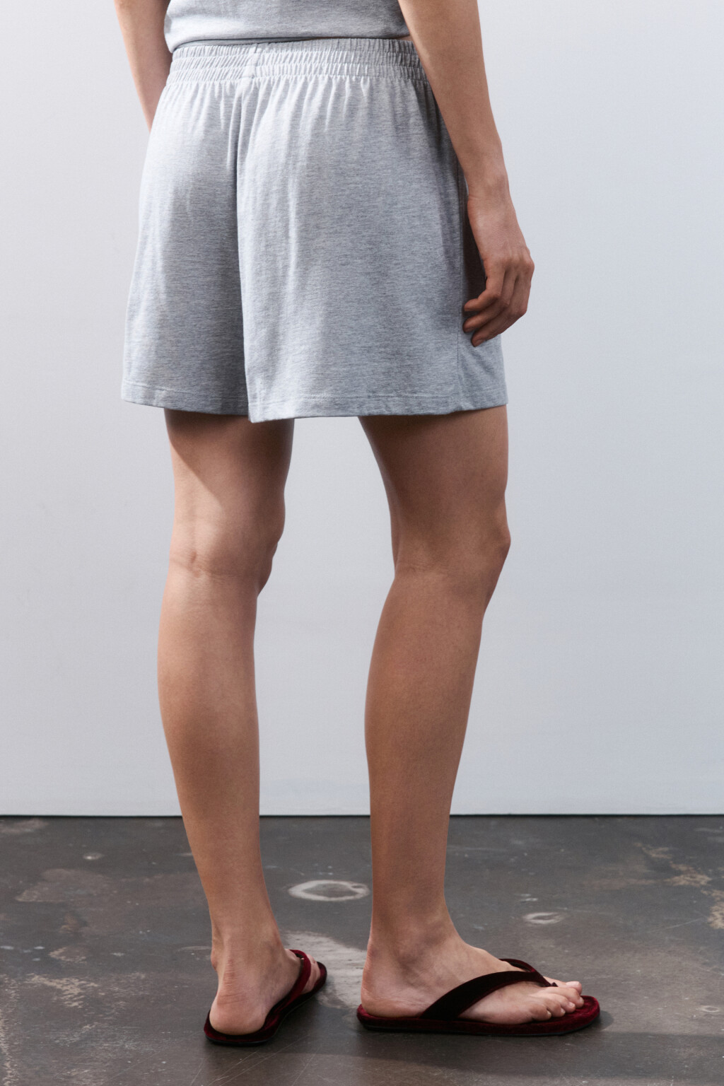 Шорты домашние из хлопкового трикотажа - цвет серый - 3