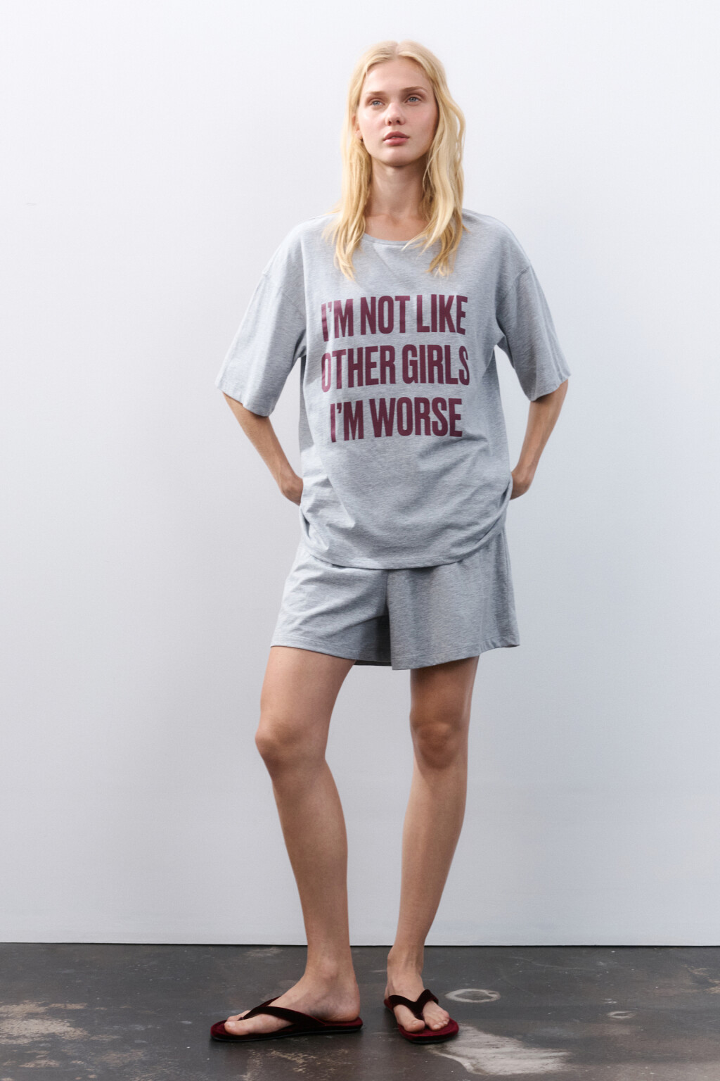 Шорты домашние из хлопкового трикотажа - цвет серый - 4