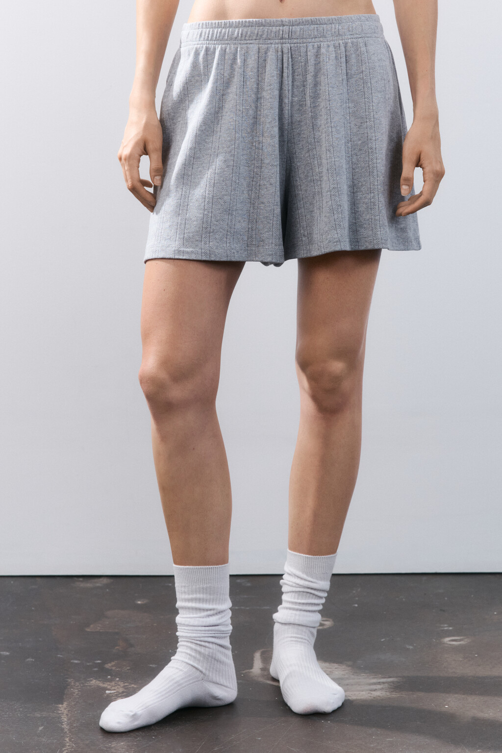 Шорты домашние из хлопка - цвет серый - 3