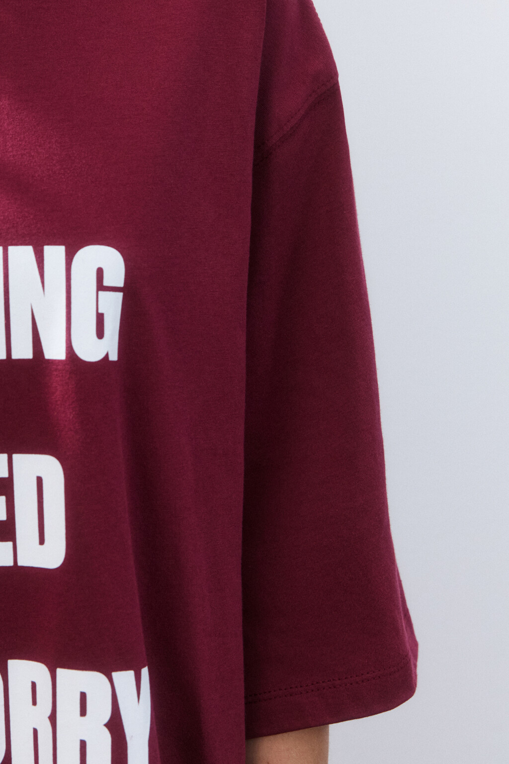 Платье-футболка домашнее с принтом - цвет бордовый - 6