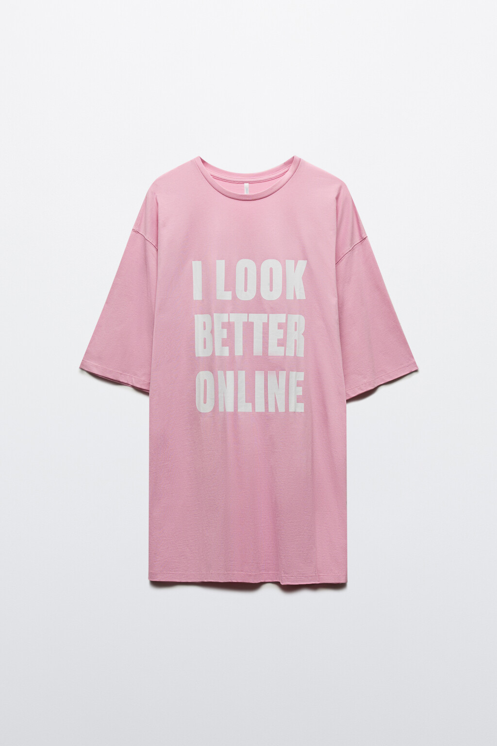 Платье-футболка домашнее с принтом - цвет розовый - 7