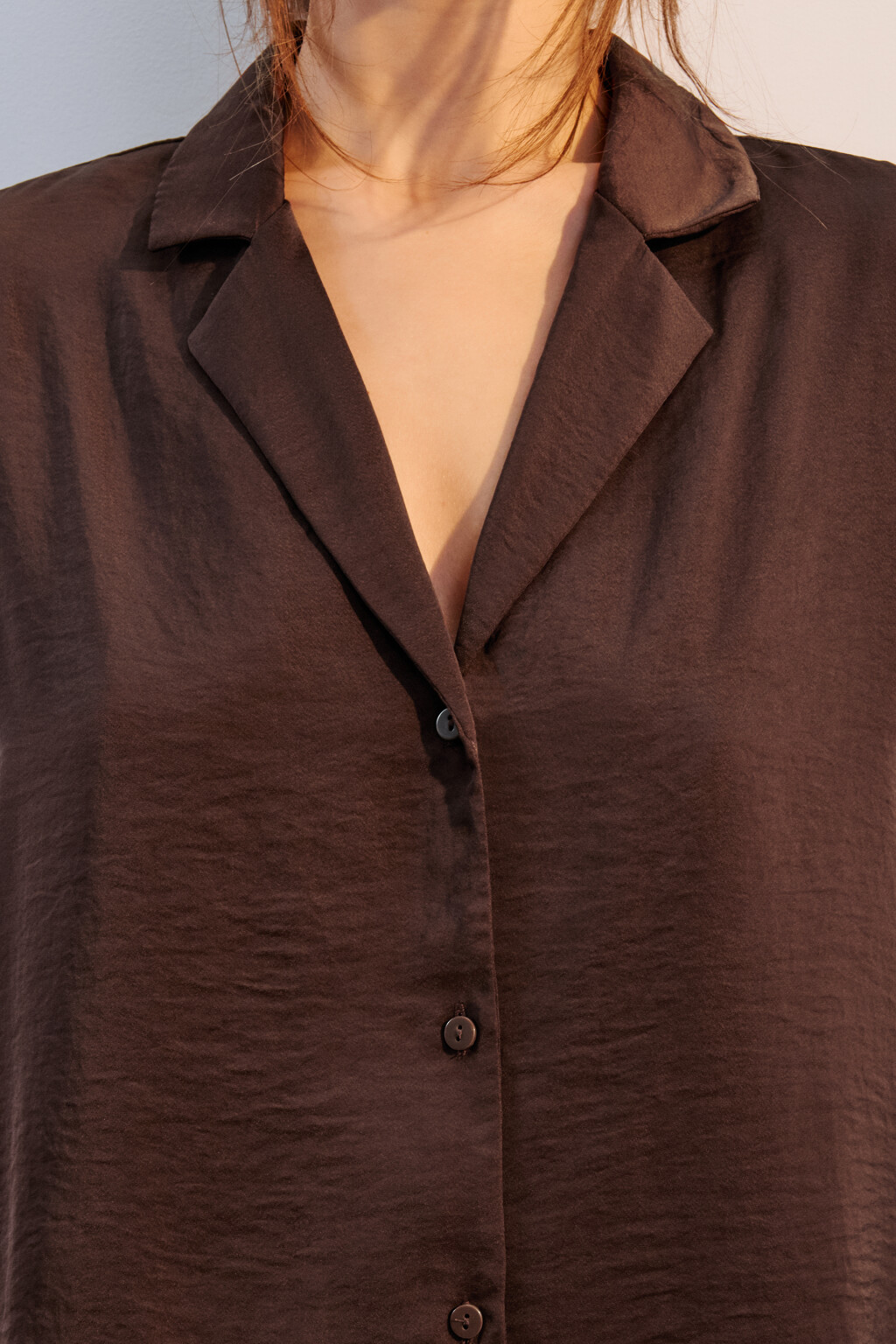 Блузка домашняя атласная - цвет коричневый - 5