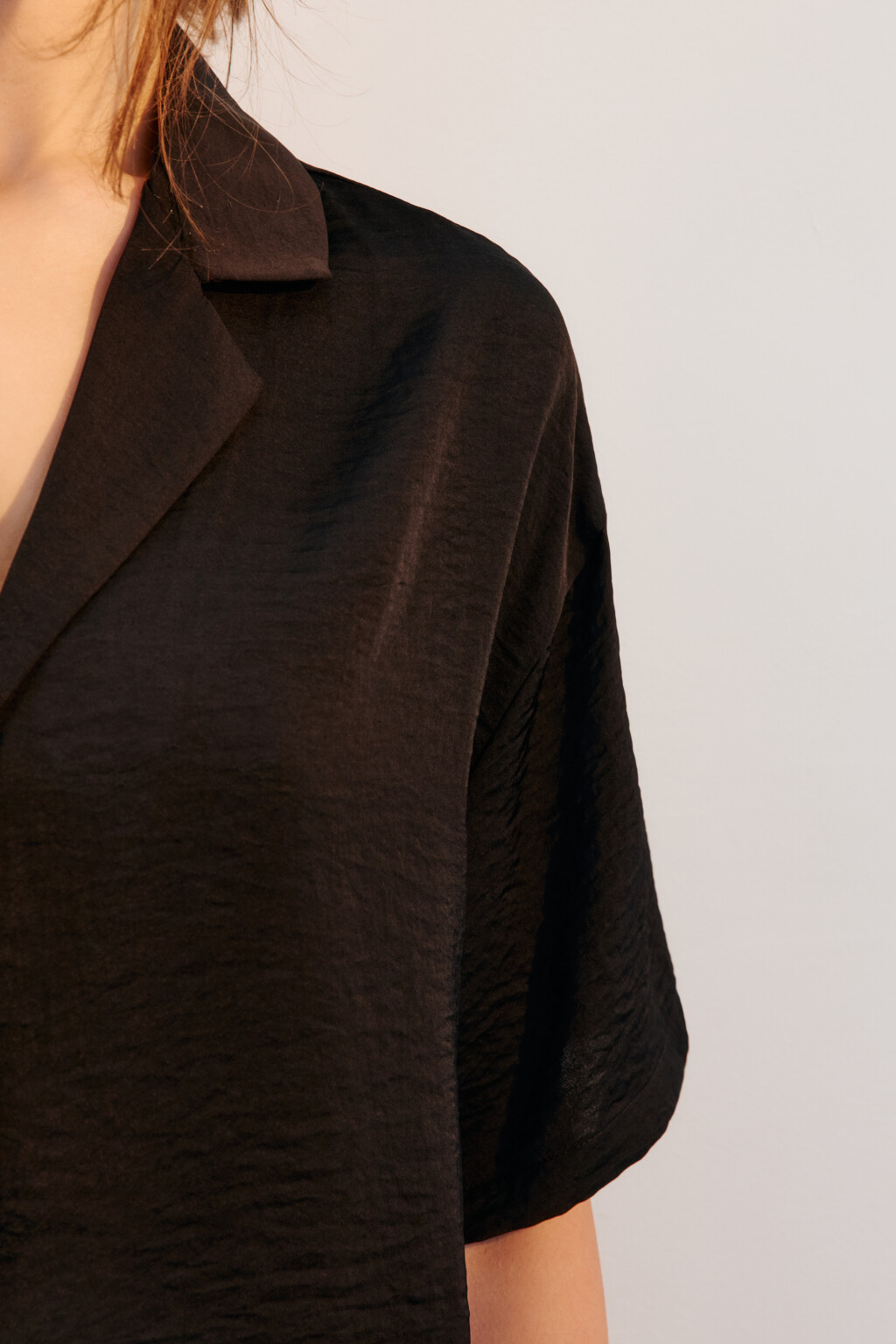 Блузка домашняя атласная - цвет черный - 6