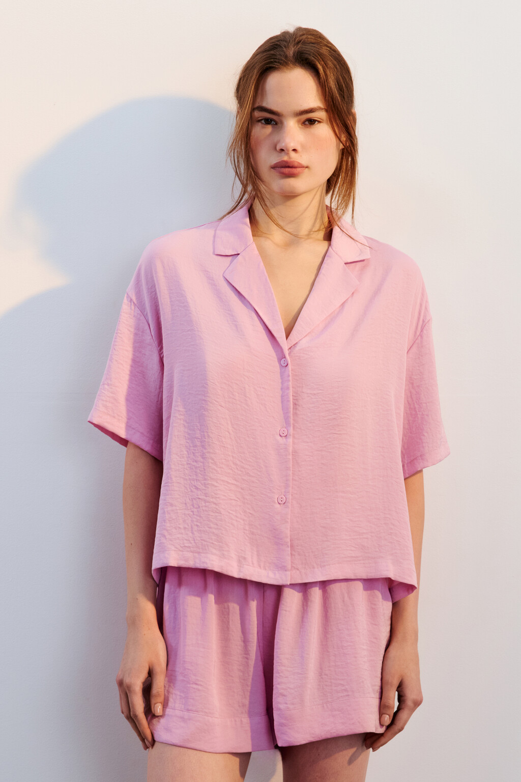 Блузка домашняя атласная - цвет розовый - 3