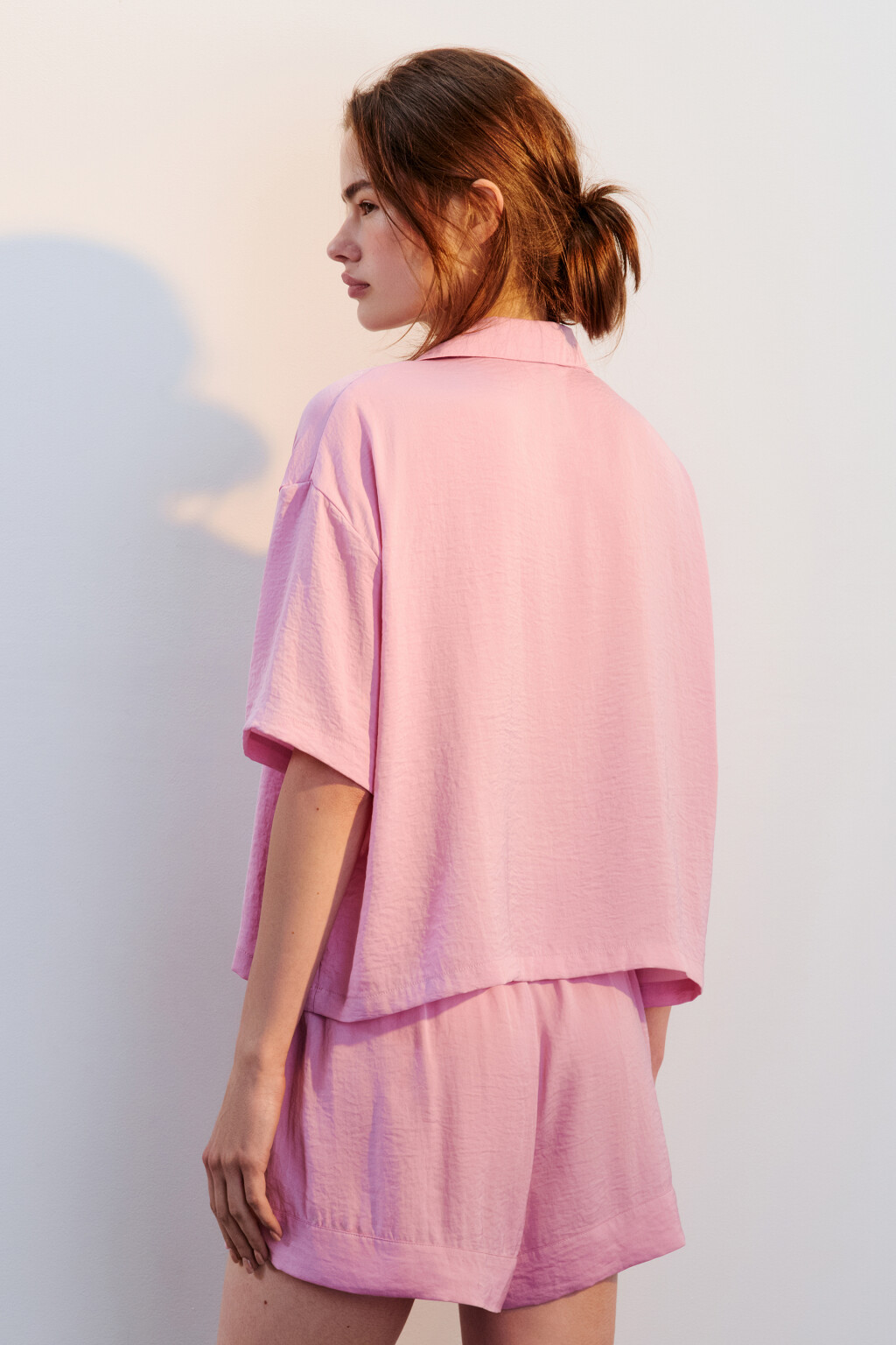 Блузка домашняя атласная - цвет розовый - 4