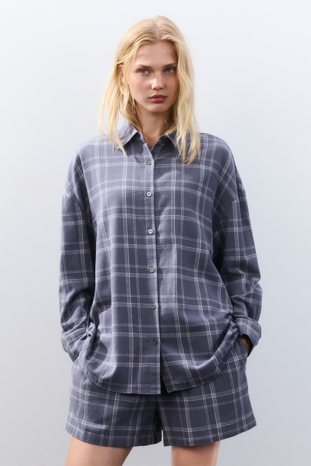 Рубашка домашняя из хлопка - цвет черный - 2