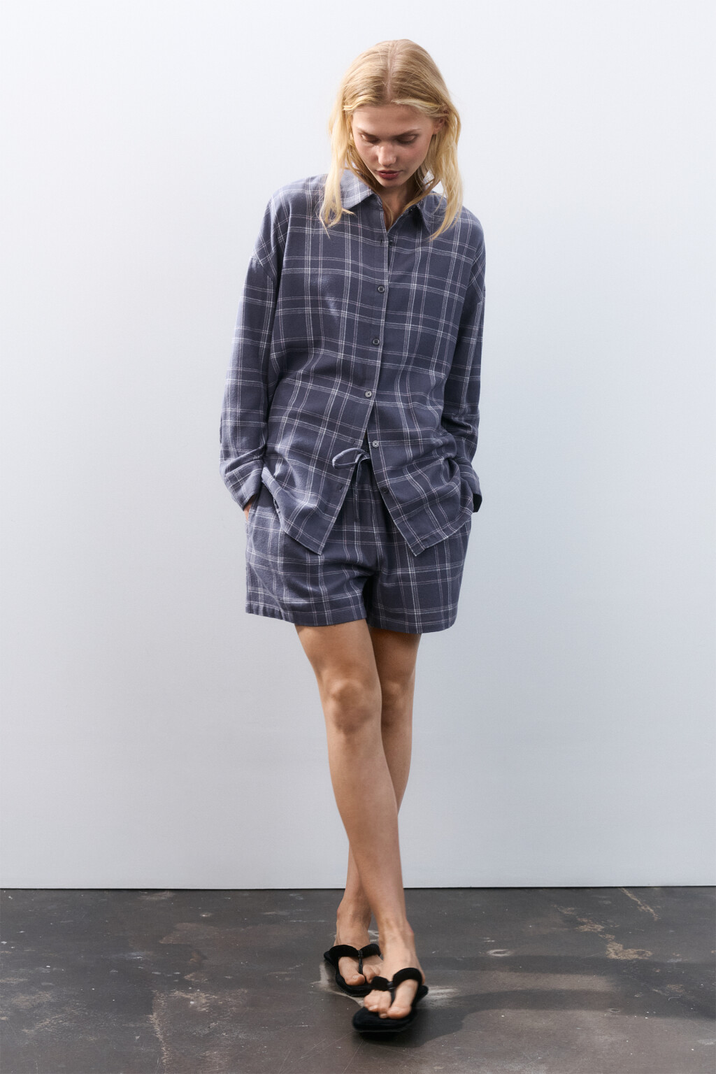 Рубашка домашняя из хлопка - цвет черный - 4