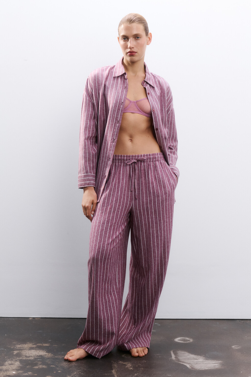 Рубашка домашняя из хлопка - цвет бордовый - 4