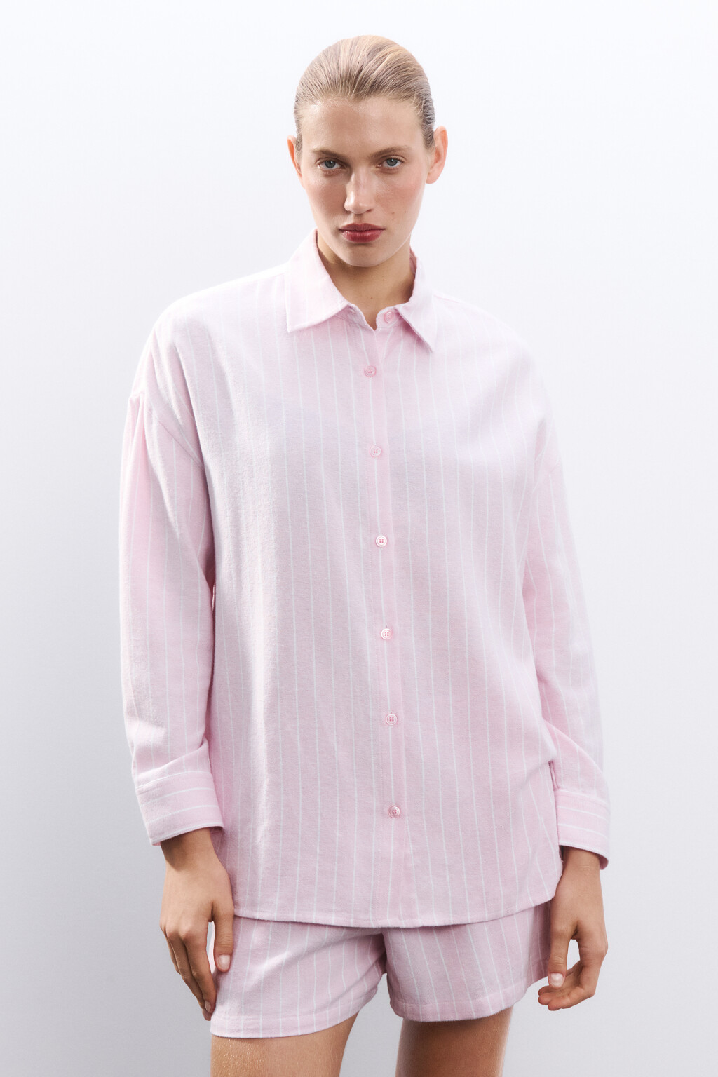 Рубашка домашняя из хлопка - цвет розовый - 2