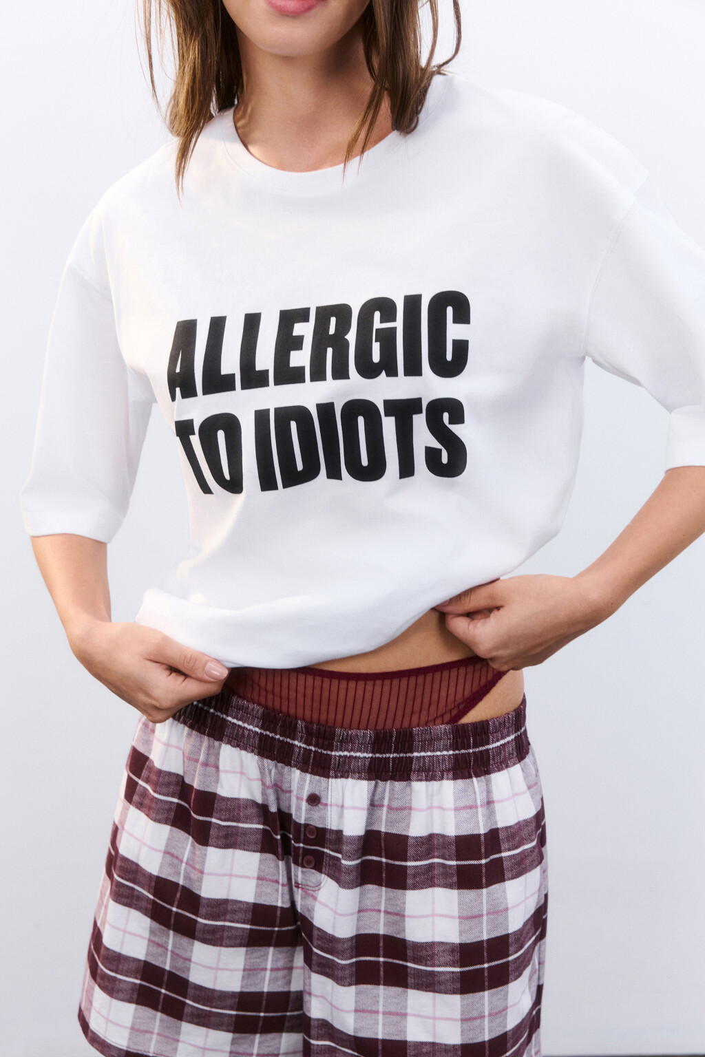 Футболка домашняя с принтом - цвет белый - 1