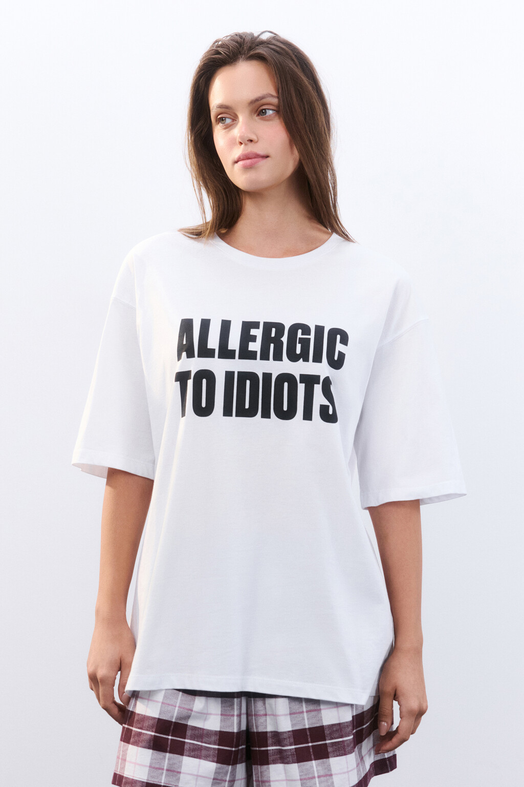 Футболка домашняя с принтом - цвет белый - 2