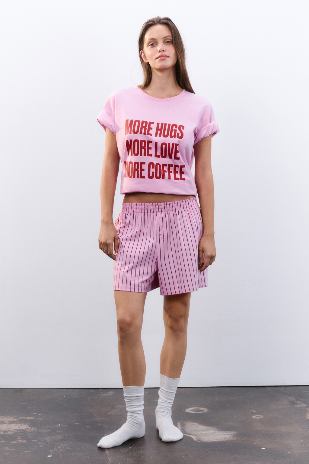 Футболка домашняя с принтом - цвет розовый - 4