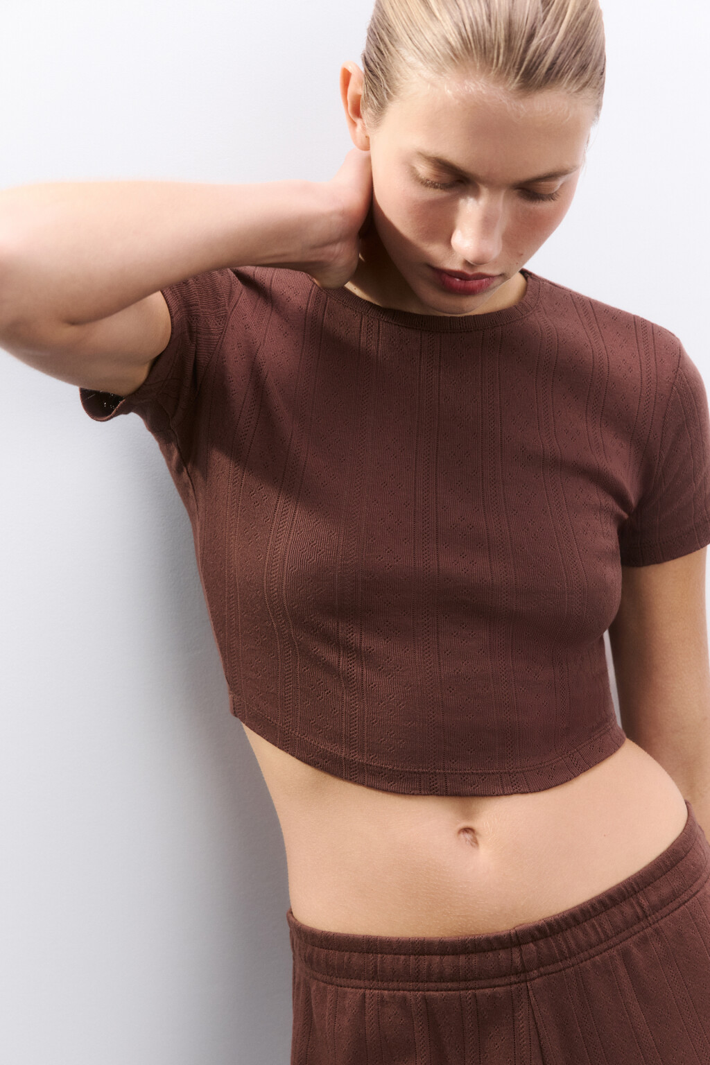 Топ-футболка домашний из хлопка - цвет коричневый - 1