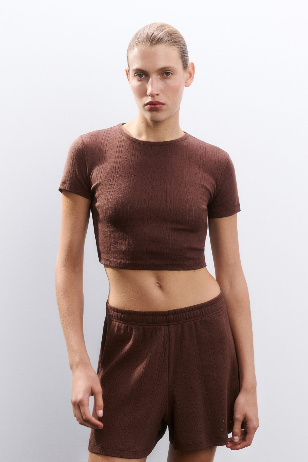 Топ-футболка домашний из хлопка - цвет коричневый - 2