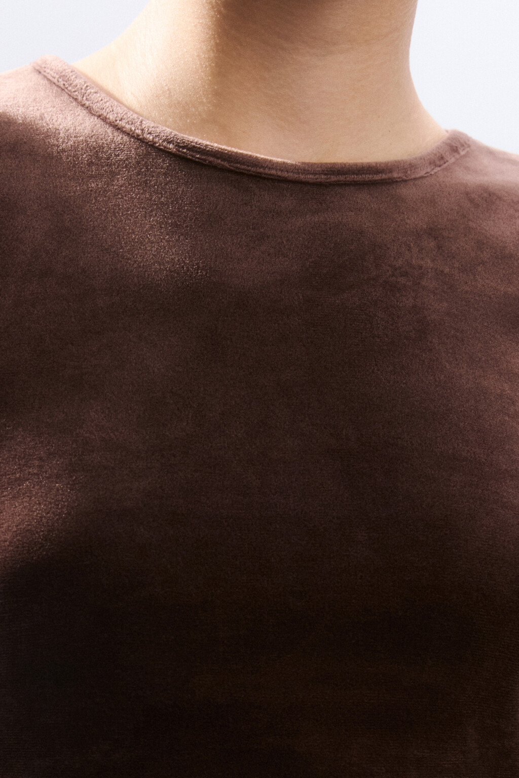 Футболка домашняя из велюра - цвет коричневый - 5