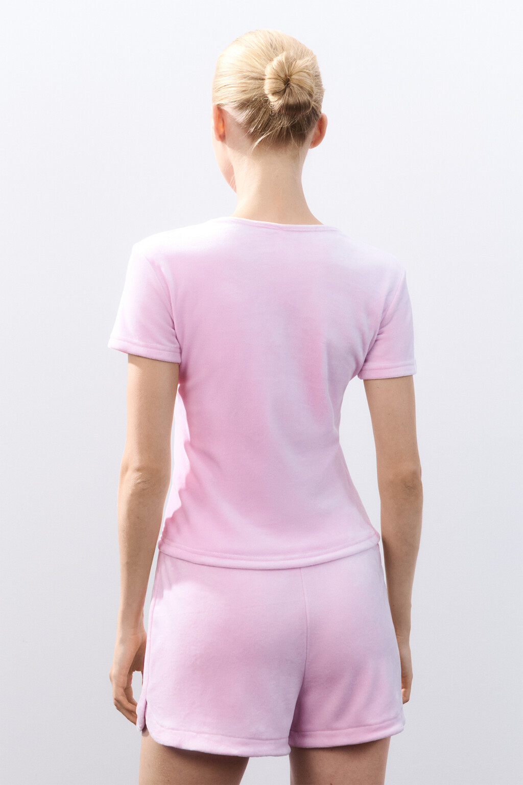 Футболка домашняя из велюра - цвет розовый - 3