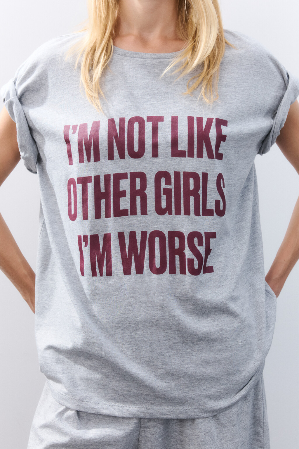 Футболка домашняя с принтом - цвет серый - 1