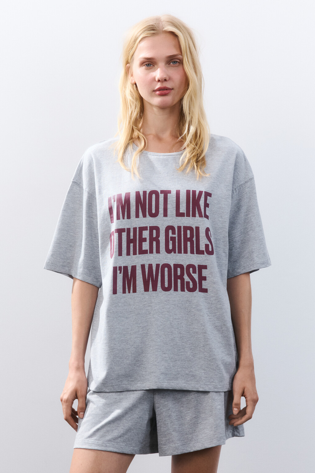 Футболка домашняя с принтом - цвет серый - 2