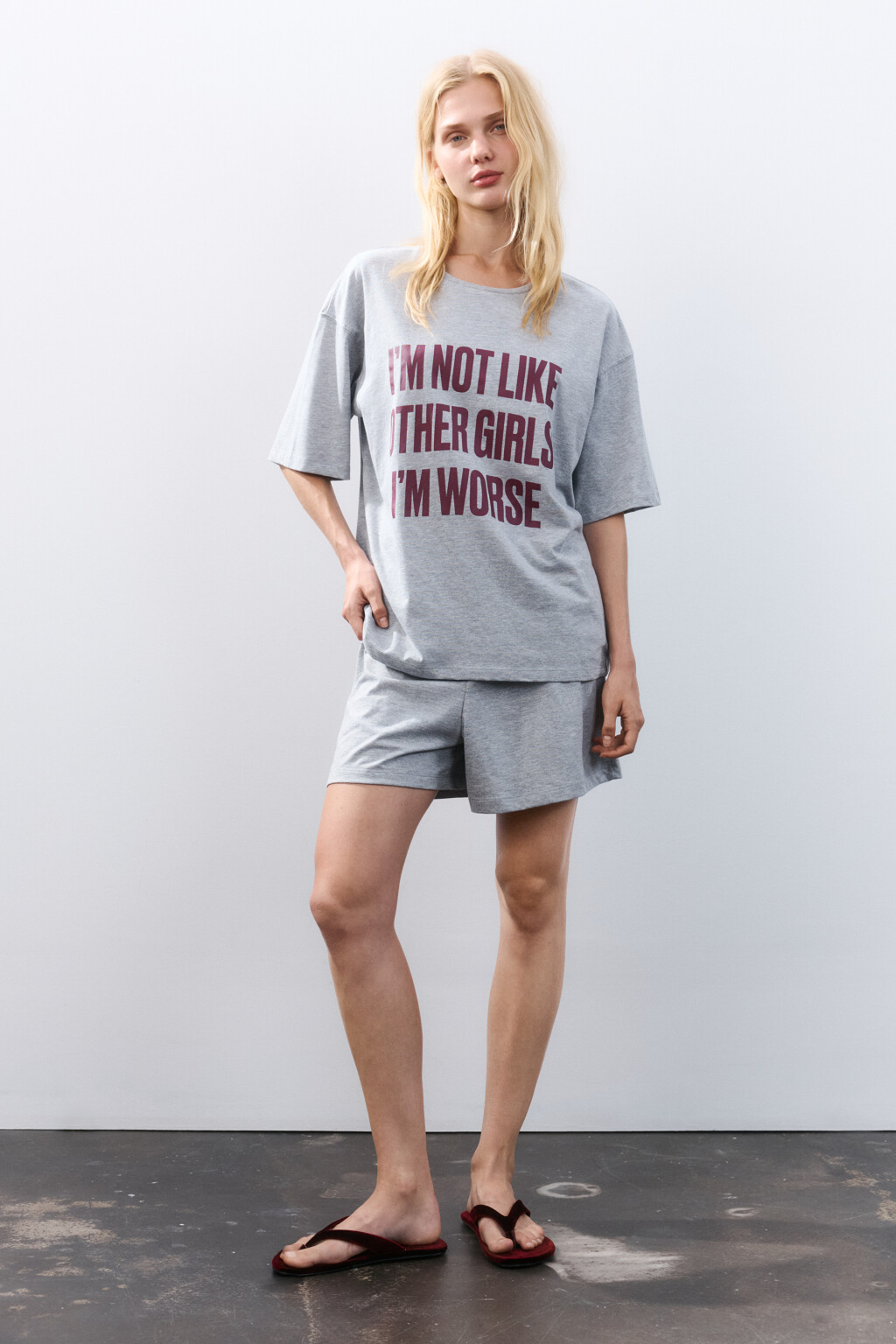 Футболка домашняя с принтом - цвет серый - 4