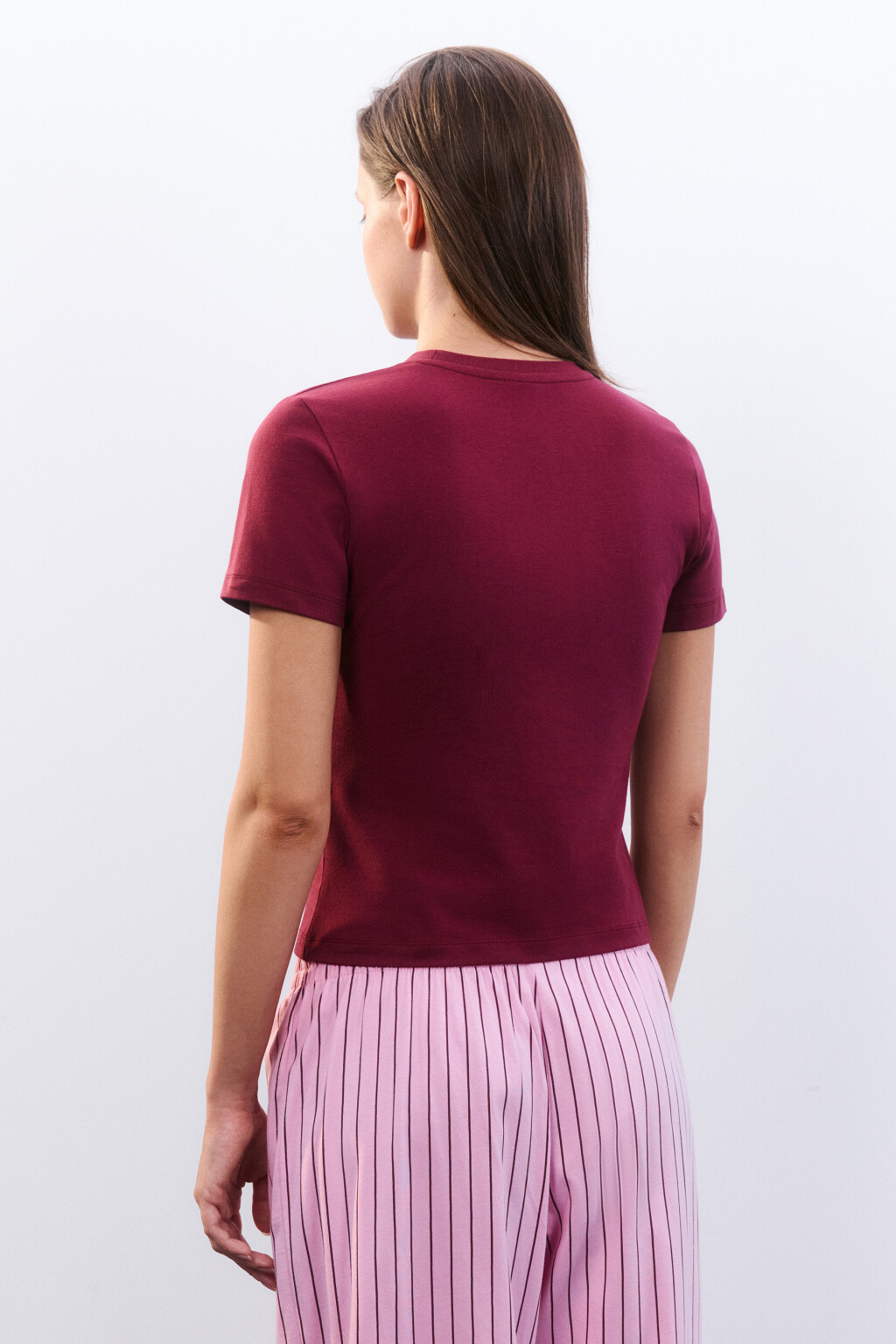 Футболка-топ домашняя с принтом - цвет бордовый - 3