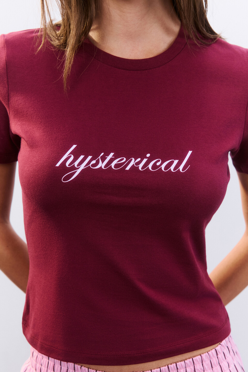 Футболка-топ домашняя с принтом - цвет бордовый - 6