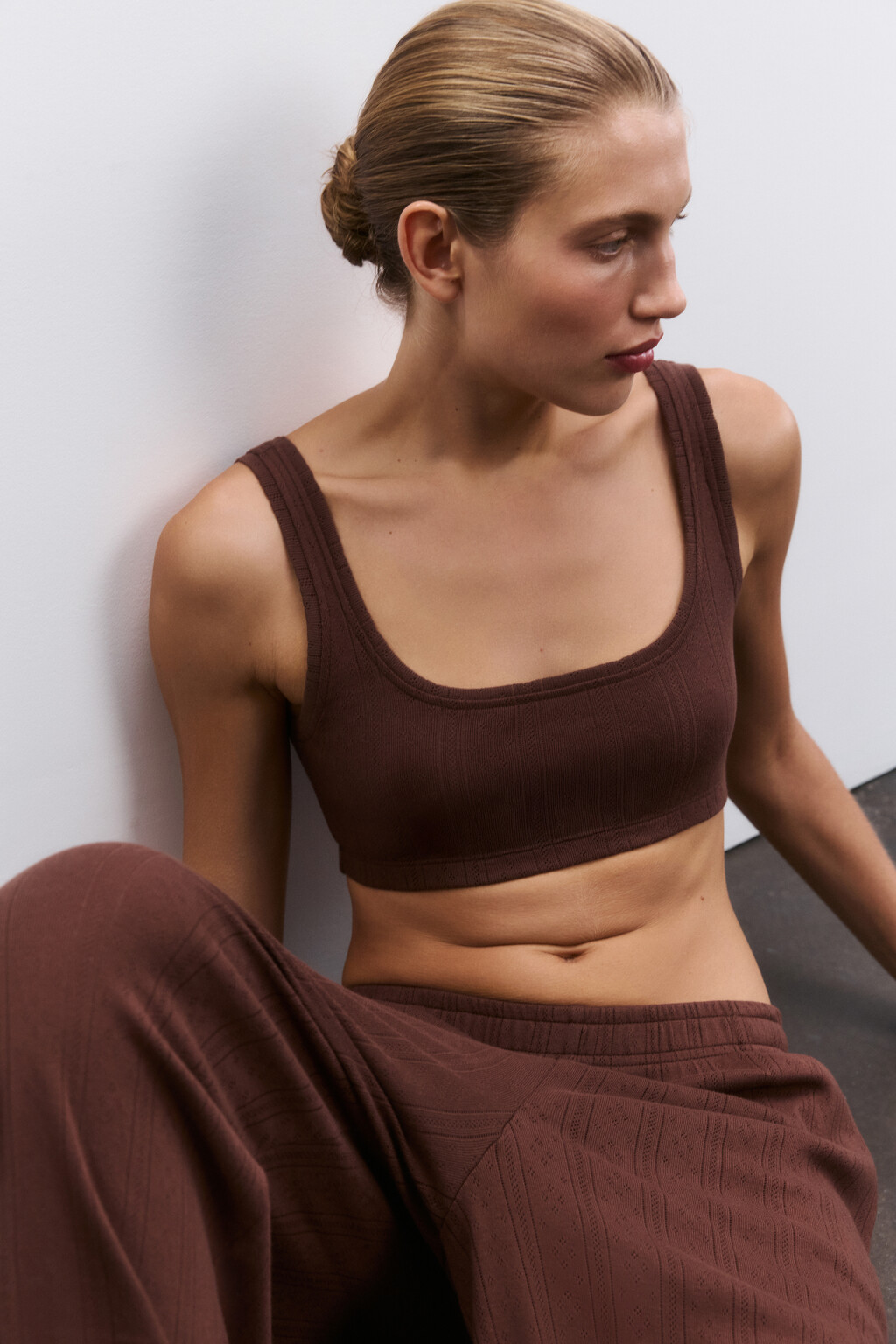 Топ-майка домашний из хлопка - цвет коричневый - 1