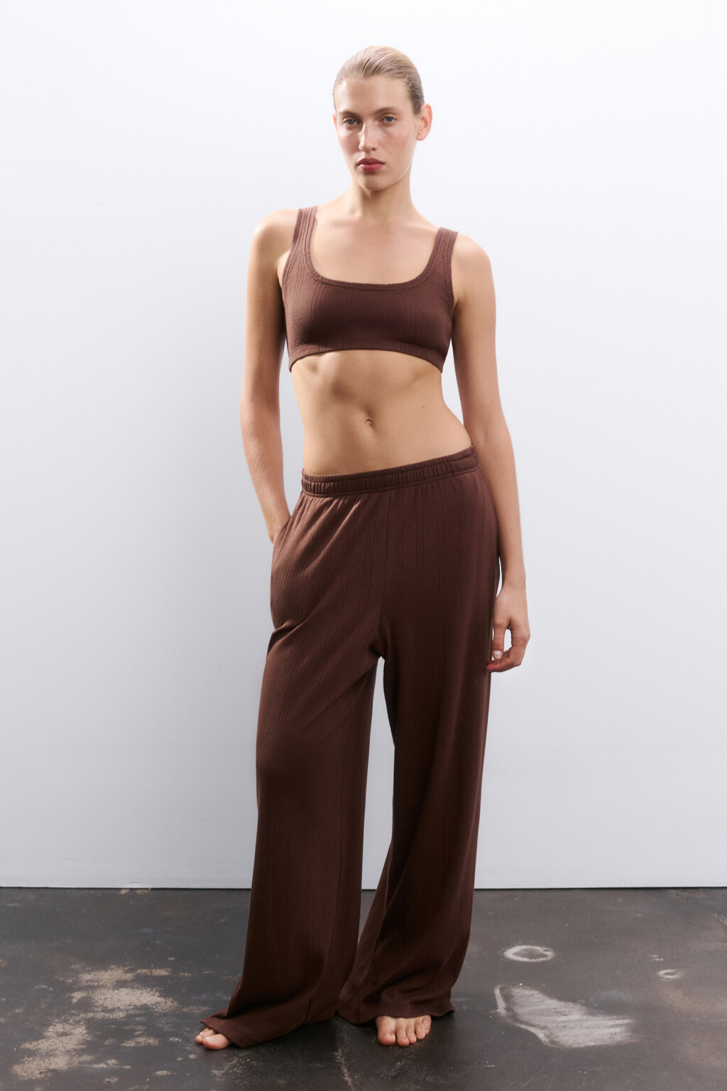 Топ-майка домашний из хлопка - цвет коричневый - 4