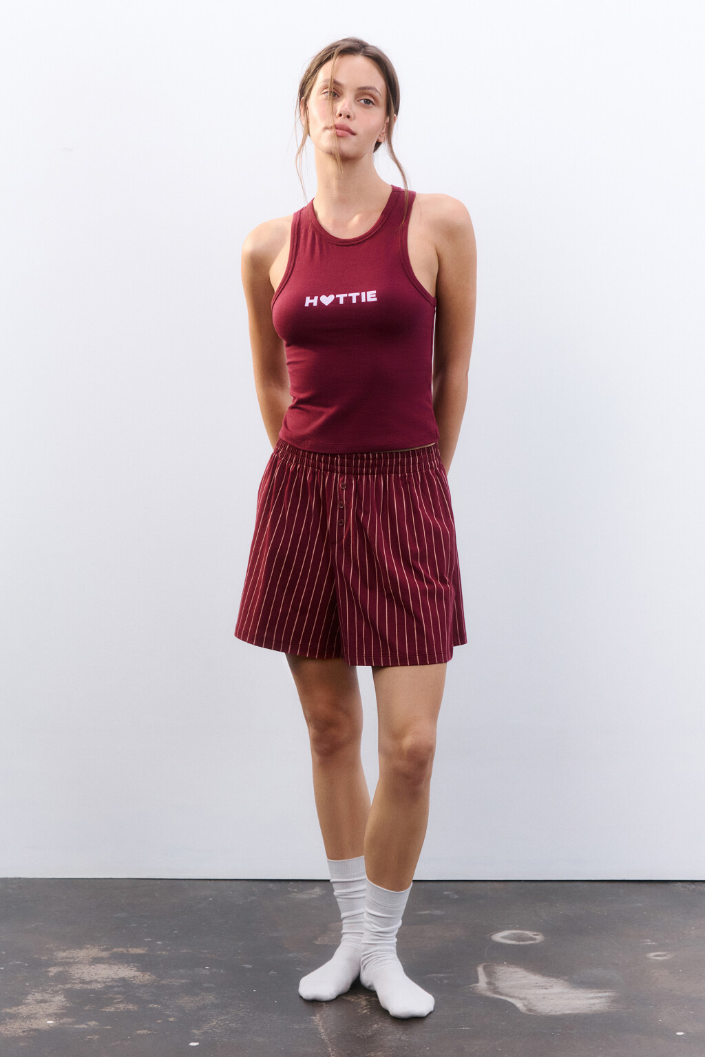 Майка домашняя с принтом - цвет бордовый - 4