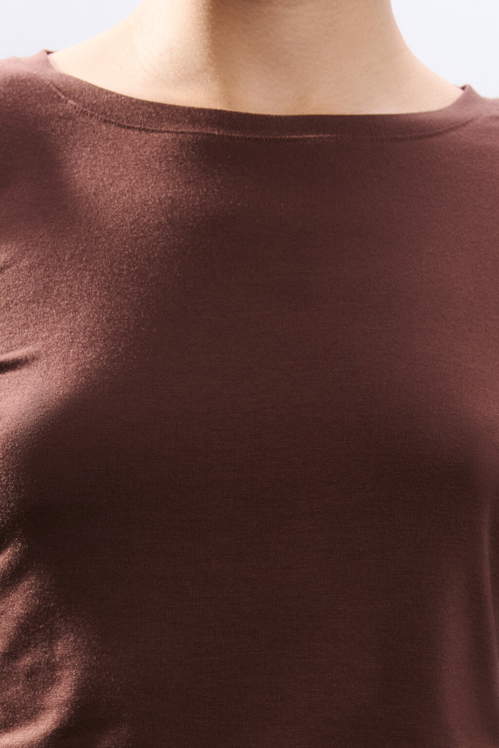 Лонгслив домашний из вискозы - цвет коричневый - 5